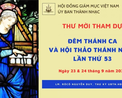 ỦY BAN THÁNH NHẠC - THƯ MỜI THAM DỰ ĐÊM THÁNH CA VÀ HỘI THẢO THÁNH NHẠC LẦN THỨ 53