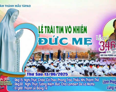 BÊN MẸ TÀPAO (SÁNG 13/06/2025): NGHI THỨC CHÀO CỜ THEO PHONG TRÀO TNTT- NGHI THỨC TƯỞNG NIỆM ĐỨC CHA LAMBERT-THÁNH LỄ ĐỒNG TẾ