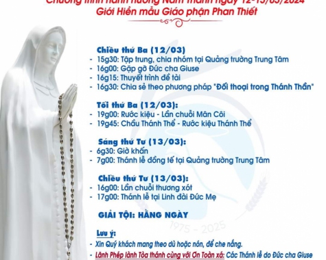 Chương trình hành hương Đức Mẹ Tàpao (ngày 12&13/3/2024)