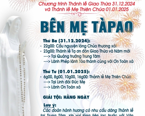 THÔNG BÁO: CHƯƠNG TRÌNH HÀNH HƯƠNG BÊN MẸ TÀPAO (Ngày 31/12/2024 và 01/01/2025)