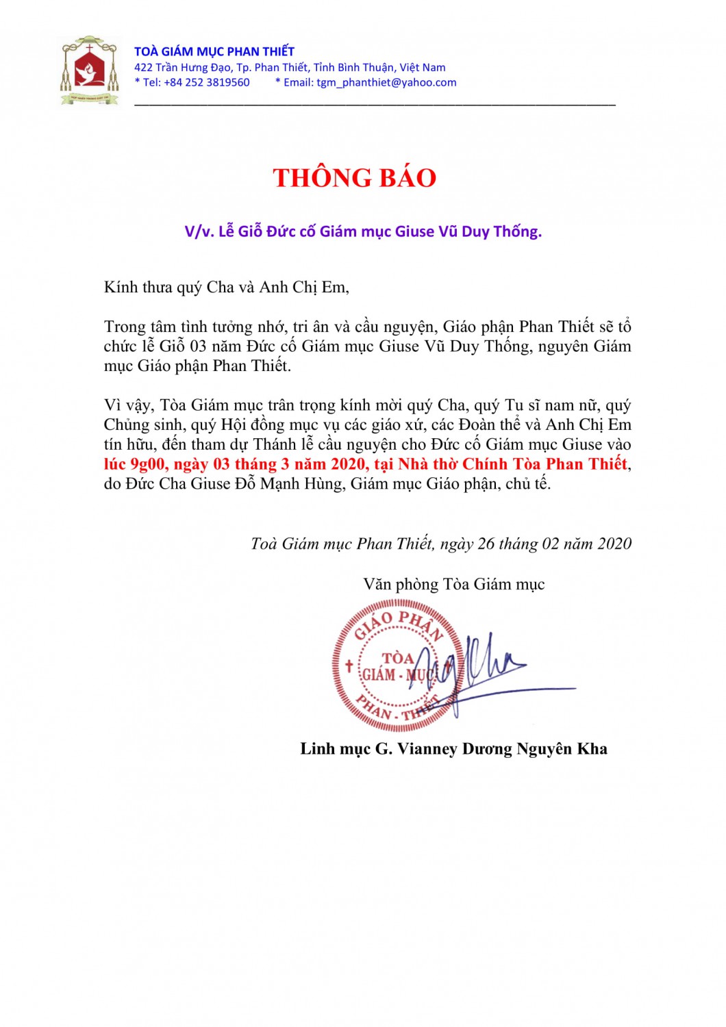 thong bao le gio Duc Cha Thong 1
